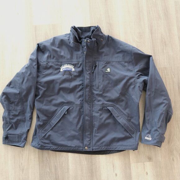 Carhartt Men's Blue Storm Defender Jacket Shoreline Waterproof Large heavy chore - Picture 1 of 9
